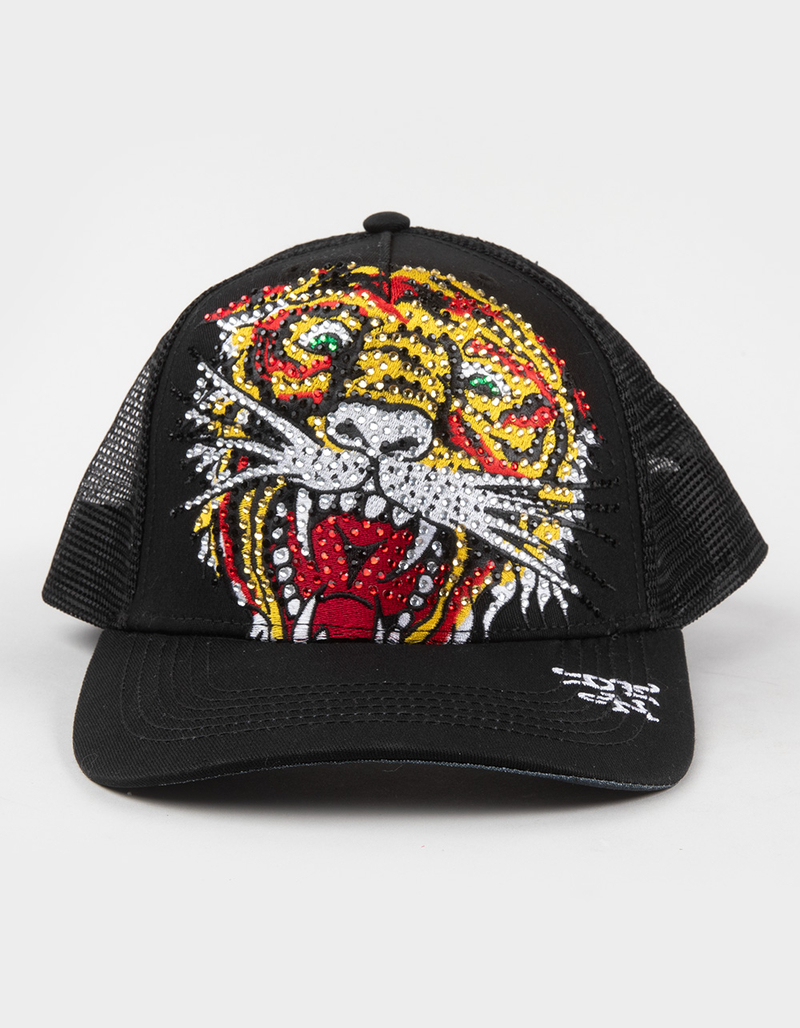 ED HARDY Rhinestone Tiger Womens Trucker Hat image number 1
