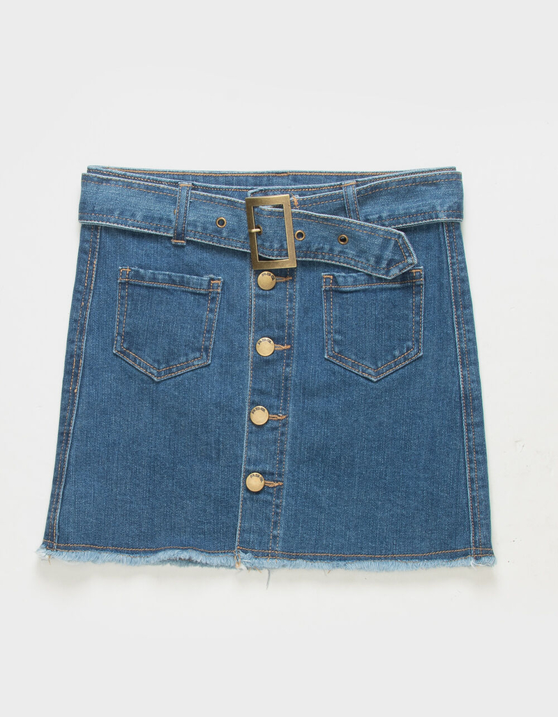 RSQ Girls Belted Denim Mini Skirt image number 1