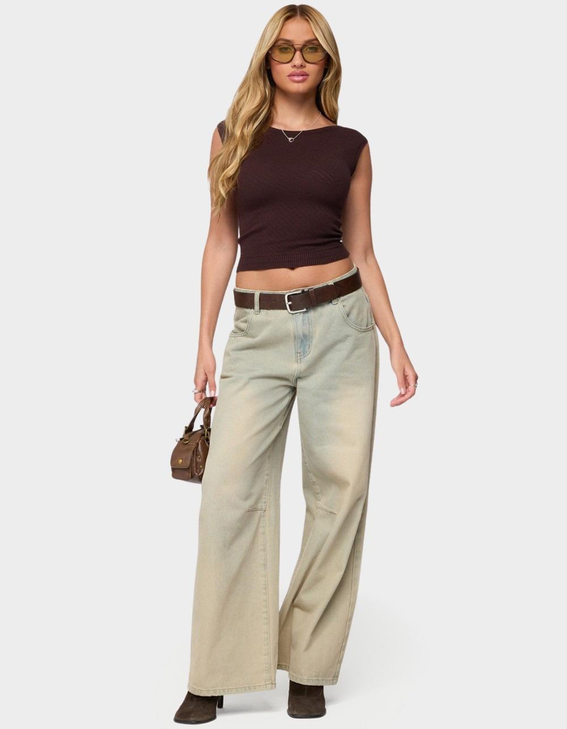 EDIKTED Jarah Pointelle Knit Boat Neck Top image number 3