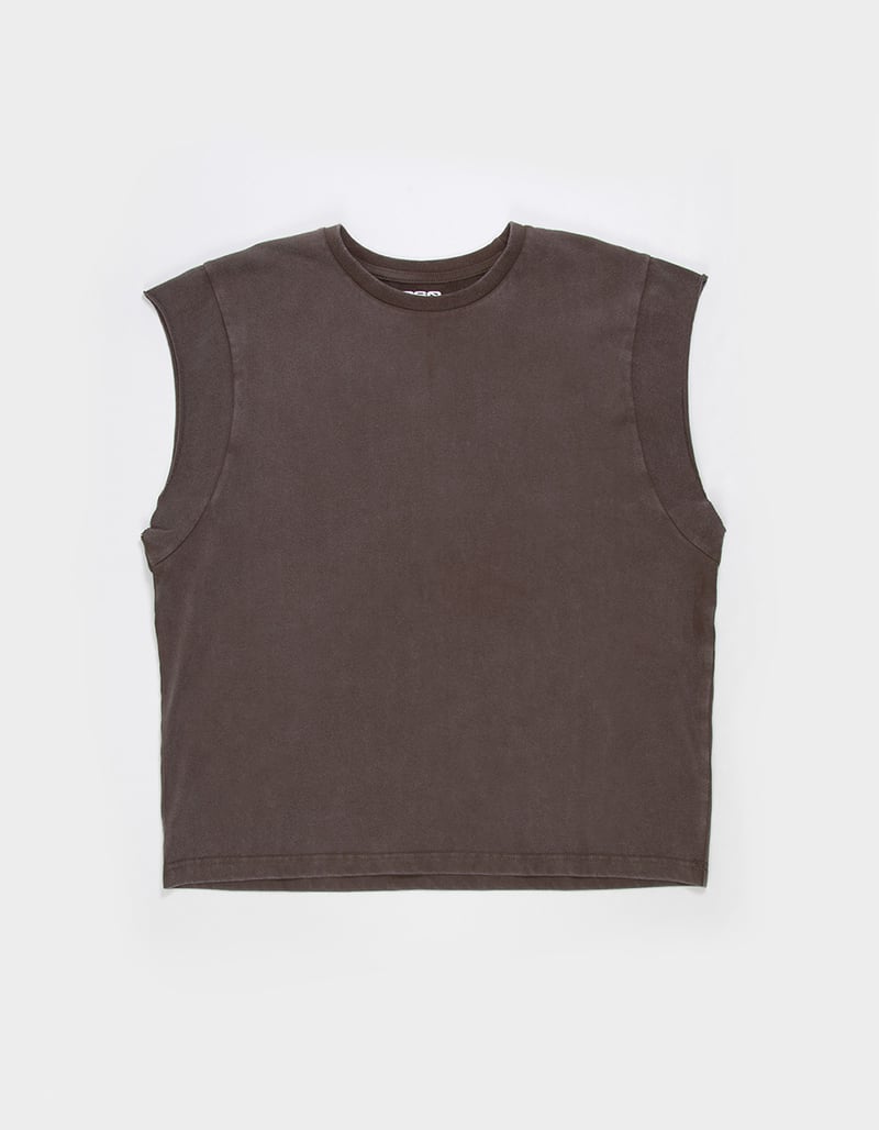 RSQ Mens Washed Crop Muscle Tee image number 2