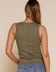 FREE PEOPLE U Neck Womens Olive Tank Top image number 3