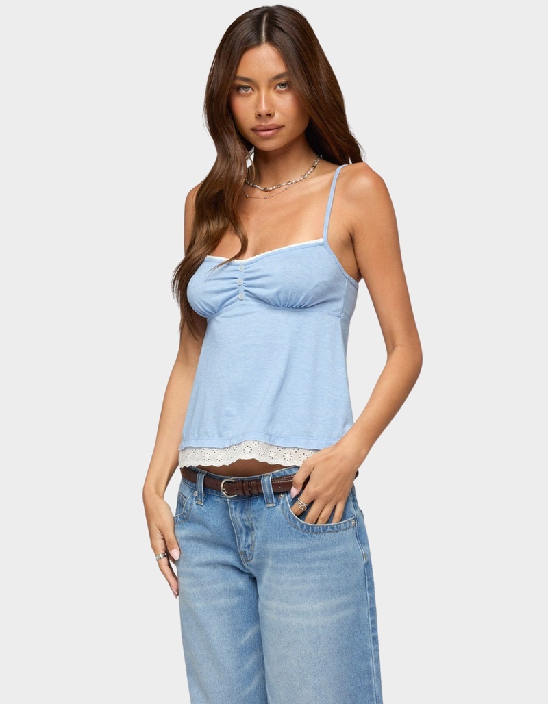 EDIKTED Jorja Lacey Babydoll Henley Top image number 1