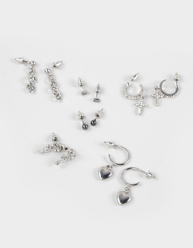 FULL TILT 6 Pack Rose/Cross Hoop Earrings image number 0