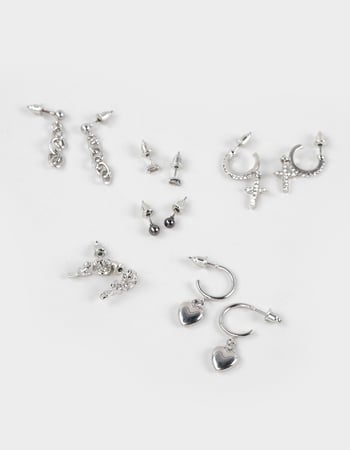 FULL TILT 6 Pack Rose/Cross Hoop Earrings Primary Image