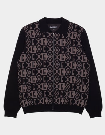 GX1000 Jacquard Knit Mens Zip-Up Sweater Primary Image