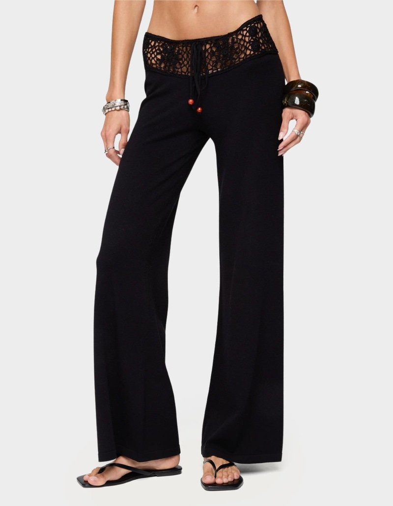 EDIKTED Kirsty Crochet Waist Knit Pants image number 0