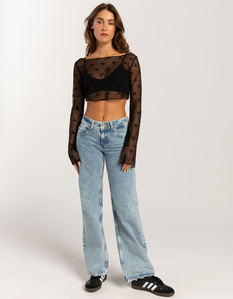 COTTON CANDY LA Mesh Bow Womens Long Sleeve Top image number 1