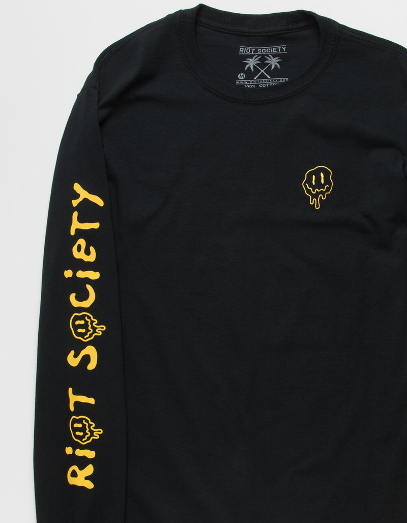 RIOT SOCIETY Happy Face Melt Embroidered Mens T-Shirt image number 1