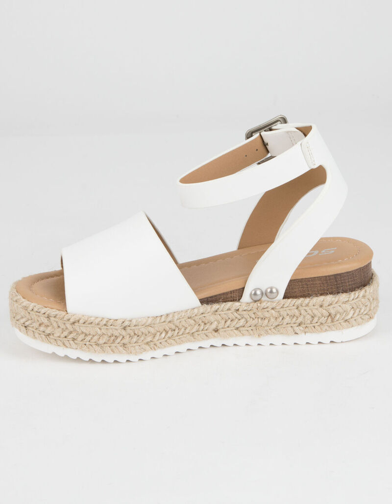 SODA Ankle Strap Girls White Espadrille Flatform Sandals - WHITE ...