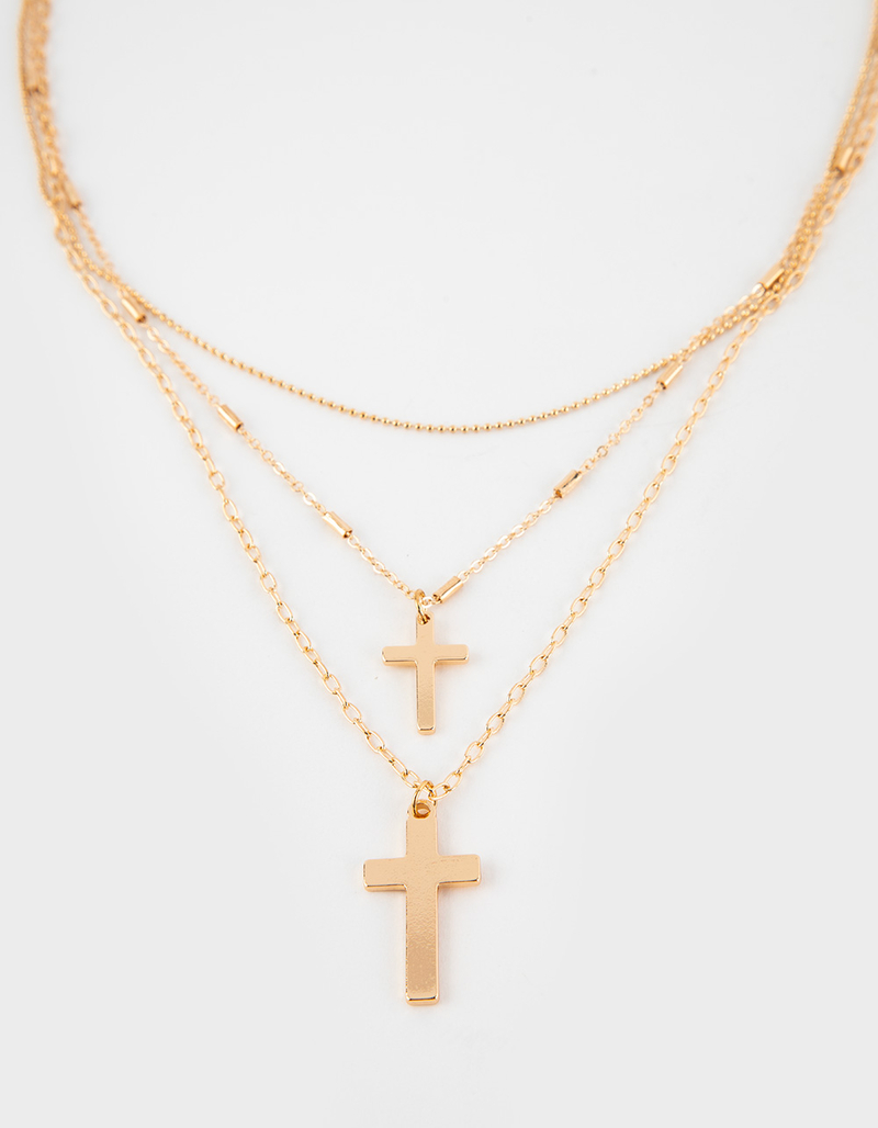 RSQ Layered Dainty Cross Necklace image number 1