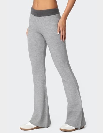 EDIKTED Lei Contrast Knit Flared Pants Primary Image