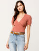 IVY & MAIN Ribbed Surplice Rust Womens Crop Top image number 2