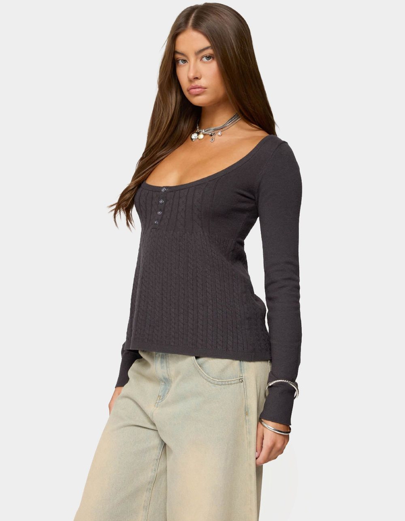 EDIKTED Jaylah Cable Knit Babydoll Top image number 1