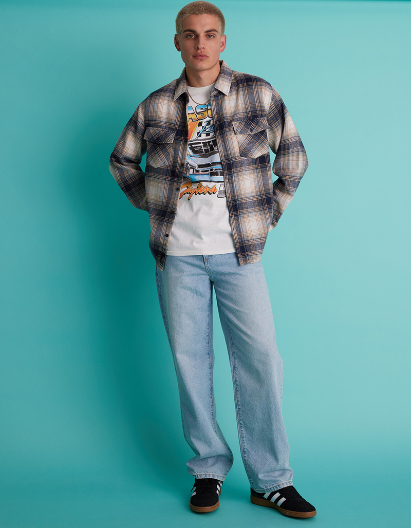 RSQ Mens Baggy Light Wash Denim Jeans image number 7