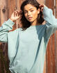 FULL TILT Essentials Washed Boyfriend Green Womens Sweatshirt image number 1