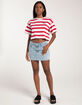 FULL TILT Stripe Paris Embroidered Womens Crop Tee image number 2