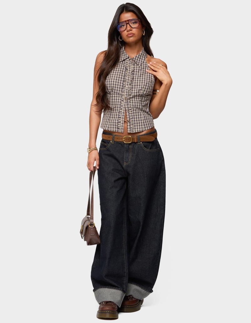 EDIKTED Imrie Plaid Collared Halter Top image number 4