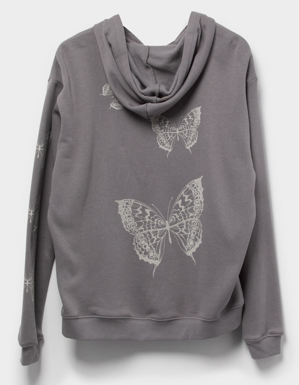 FULL TILT Butterfly Womens Zip-Up Hoodie - LIGHT GRAY | Tillys