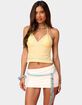 EDIKTED Barbie&trade; Embroidered Linen Look Backless Top image number 1