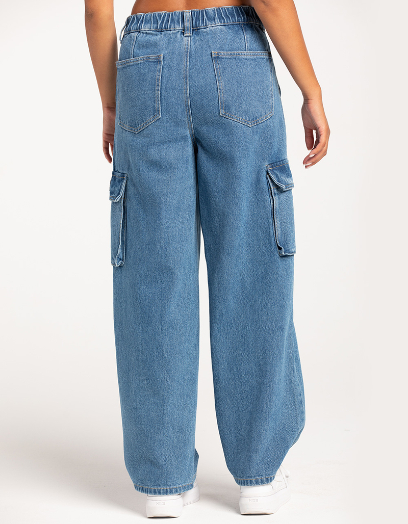 OBEY Search Womens Denim Cargo Pants image number 3