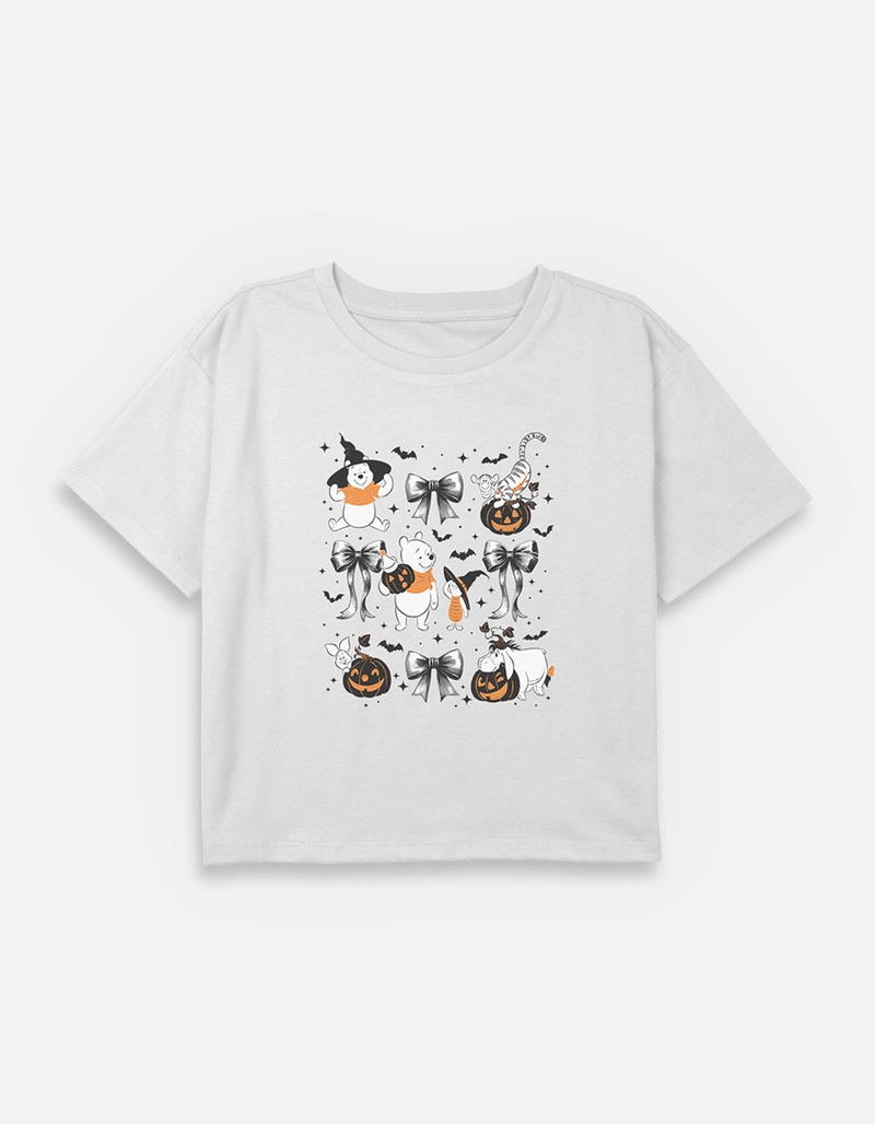 WINNIE THE POOH Spooky Bows Grid Girls Crop Tee image number 0