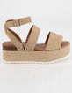 SODA Banded Womens Tan Flatform Sandals image number 2