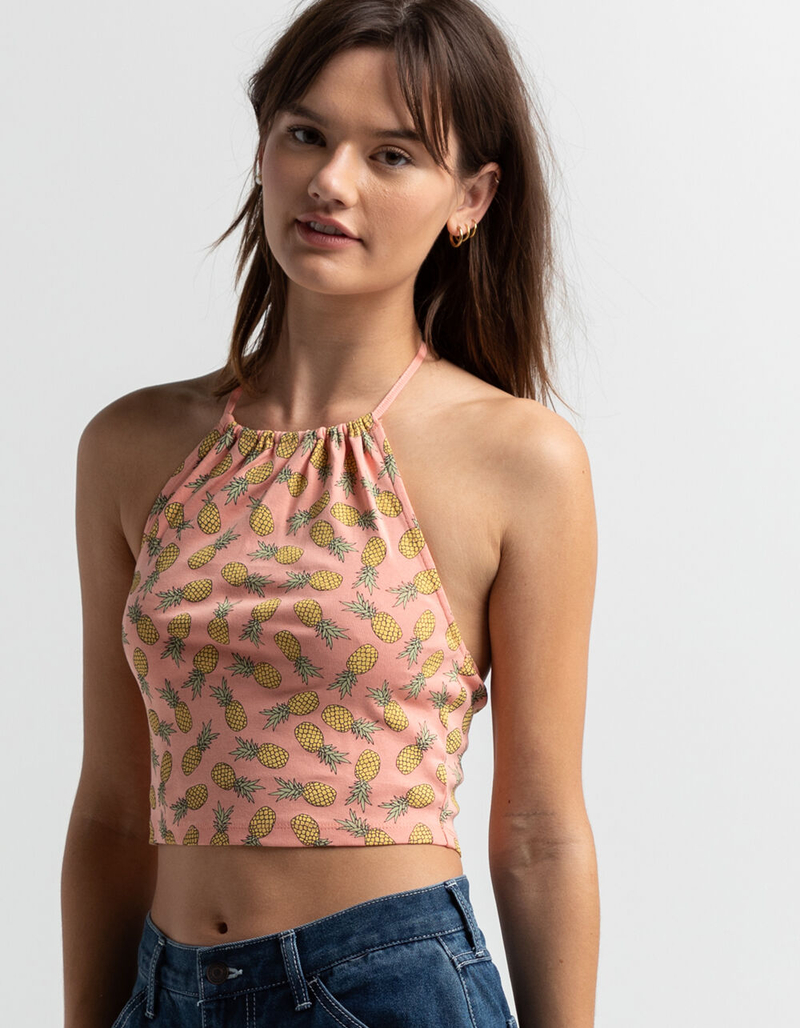 FULL TILT Pineapple Womens Halter Top image number 2