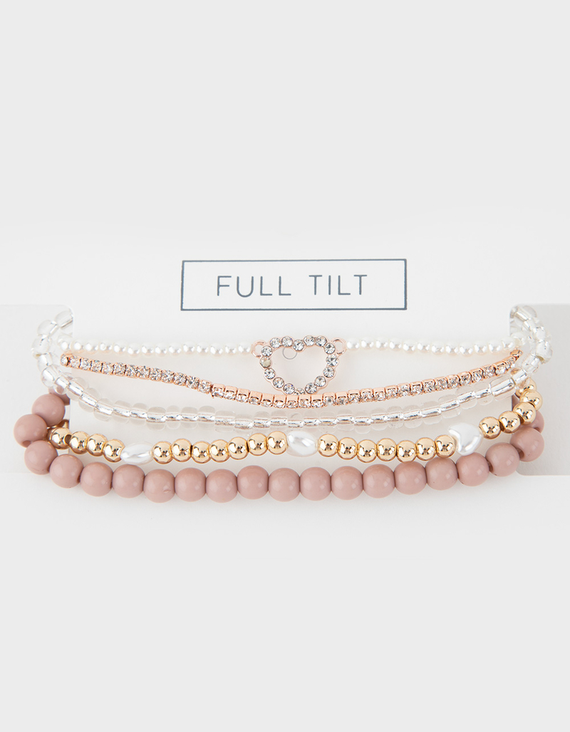 FULL TILT 5 Pack Heart Rhinestone Bracelet Set image number 0
