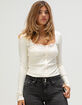 RSQ Womens Button Front Lace Trim Top image number 1
