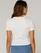 HEART & HIPS Pointelle Womens White Baby Tee image number 3