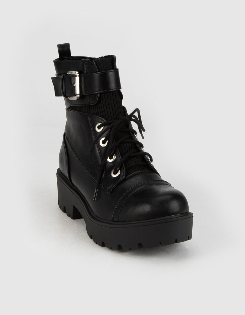 SODA Lug Buckle Womens Combat Boots image number 0