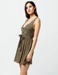SKY AND SPARROW Crochet Tie Waist Olive Dress image number 2