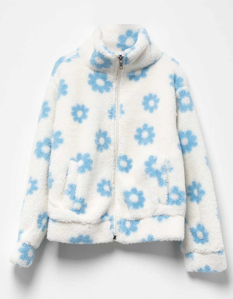 RSQ Girls Floral Print Sherpa Jacket image number 1