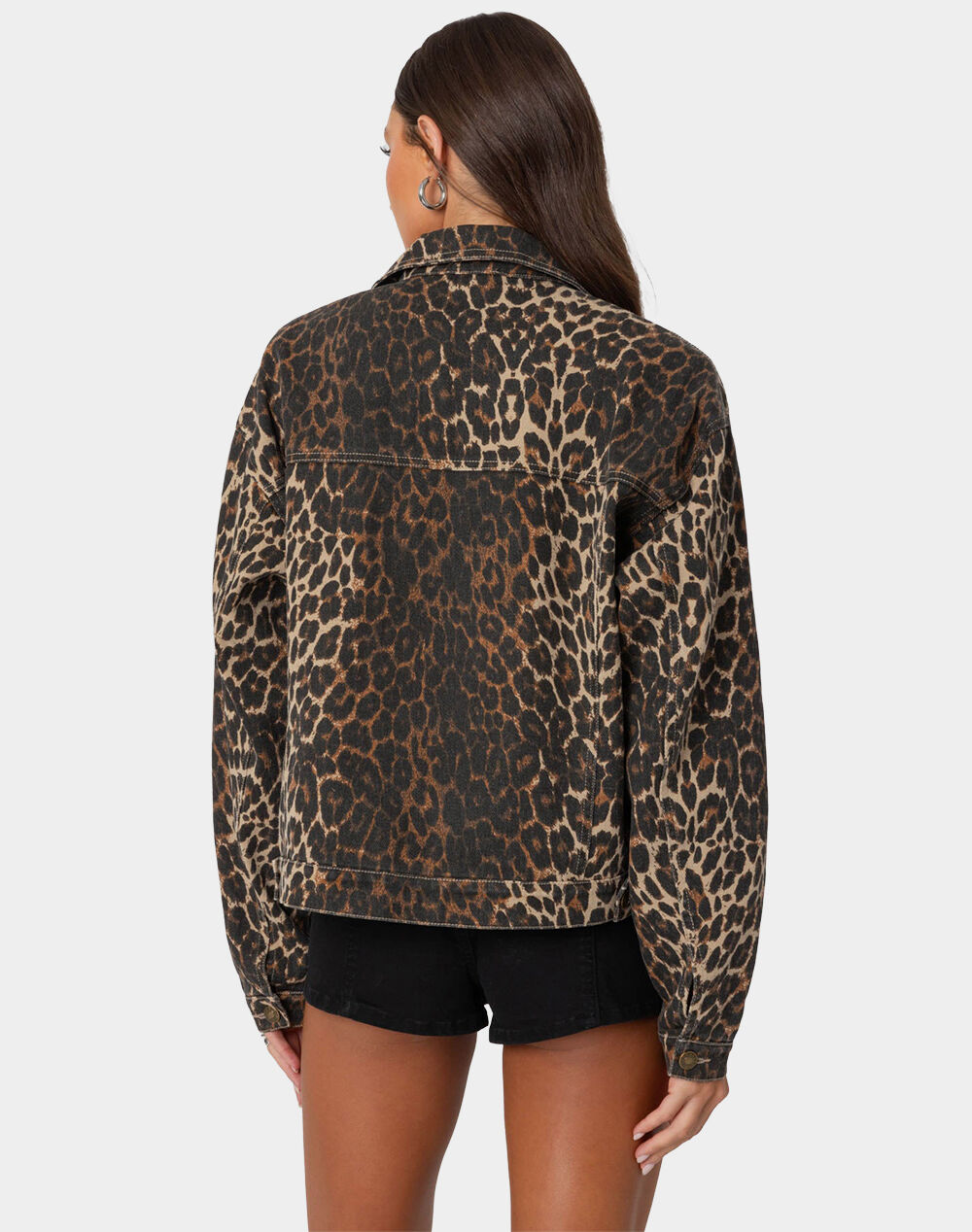 EDIKTED Leopard Print Denim Jacket - ORANGE | Tillys