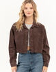 RSQ Womens Cord Raw Hem Crop Jacket image number 1
