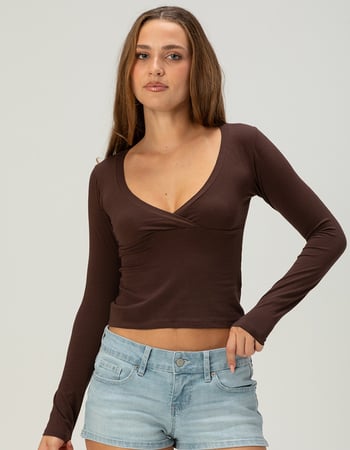 TILLYS Womens Long Sleeve Surplice Tee Primary Image