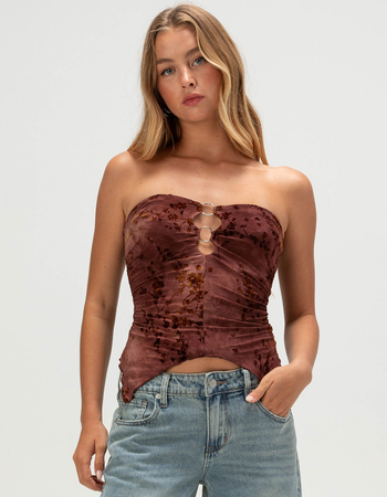 WEST OF MELROSE Womens Flocked Tube Top Primary Image