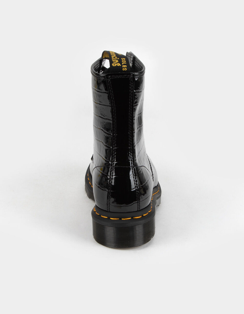 DR. MARTENS 1460 Patent Leather Crocodile Print Womens Boots image number 3