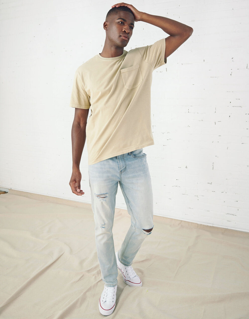 RSQ Mens Slim Taper Destroyed Light Vintage Jeans image number 5