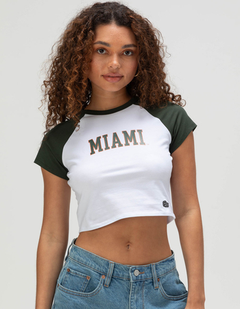 HYPE AND VICE University Of Miami Womens Crop Raglan Tee Primary Image