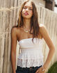 RSQ Womens Smocked Eyelet Tube Top image number 1
