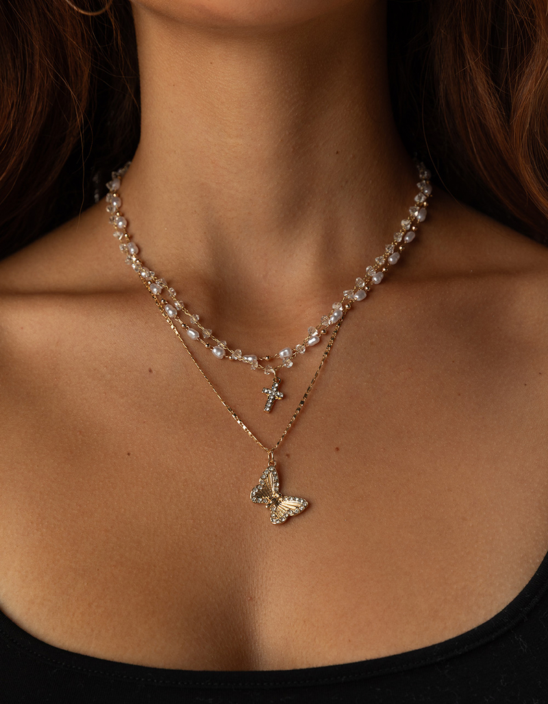 FULL TILT Cross Butterfly Layered Chain Necklace image number 2