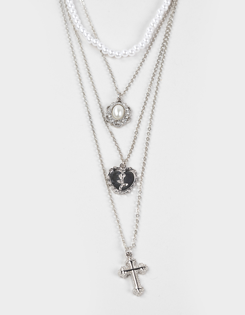 FULL TILT Layered Pearl/Cross Necklace image number 2