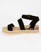 SODA Ankle Banded Black Womens Espadrille Flatform Sandals image number 3