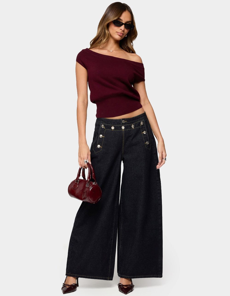 EDIKTED Frida Buttoned Low Rise Baggy Jeans image number 4