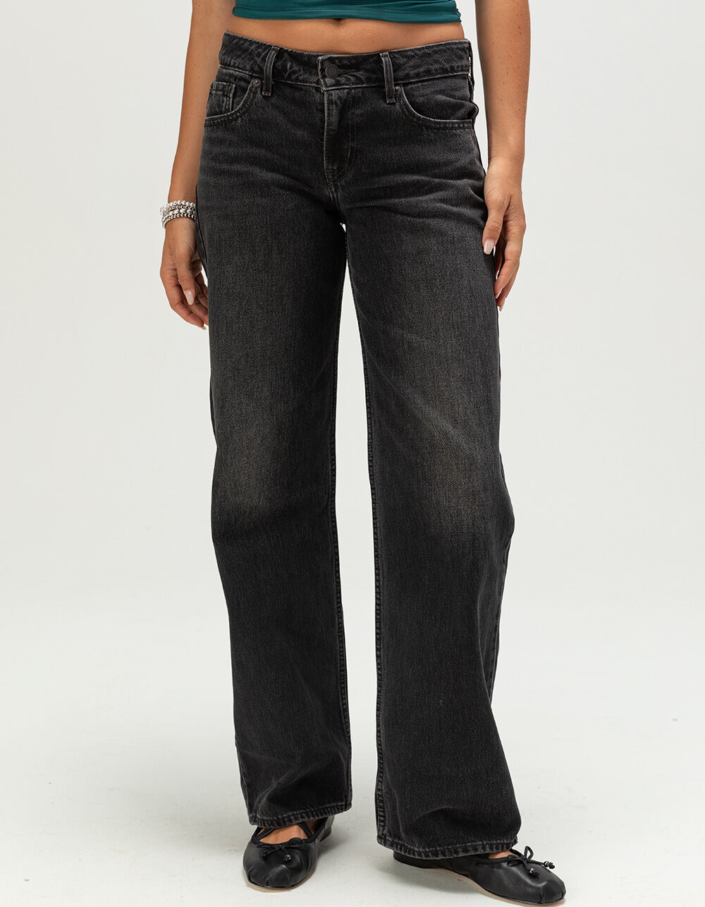 LEVI'S Premium Low Loose Womens Jeans - Tech Storm - BLACK RINSE