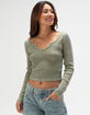 FULL TILT Notch Neck Womens Long Sleeve Rib Top image number 1