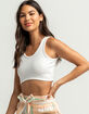 HEART & HIPS Womens Soft White Rib Crop Tank image number 1