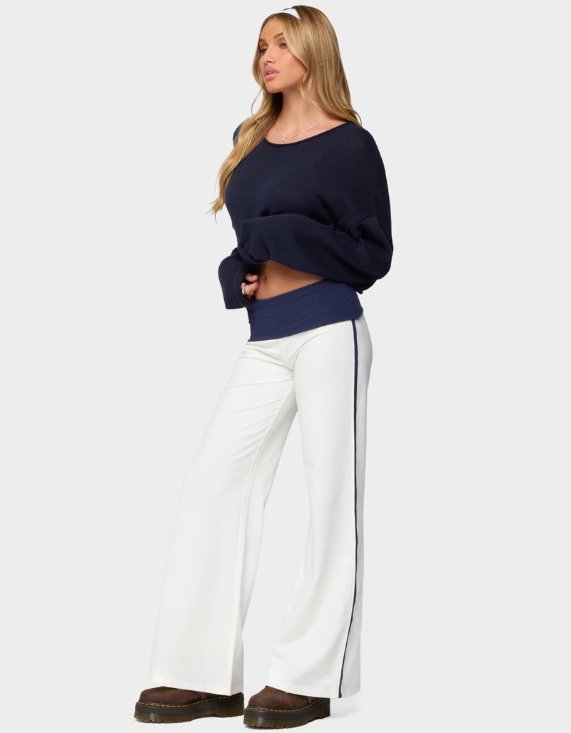 EDIKTED 8 Contrast Fold Over Wide Leg Pants image number 3