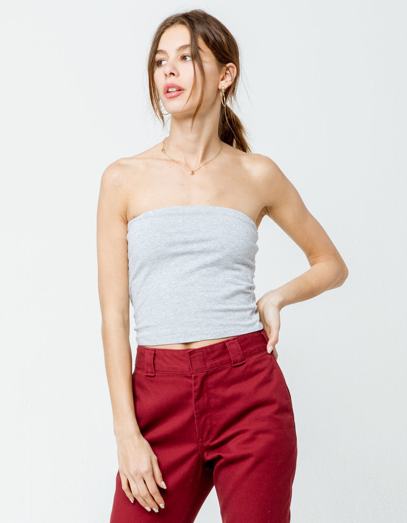 FULL TILT Essentials Heather Gray Womens Tube Top image number 1